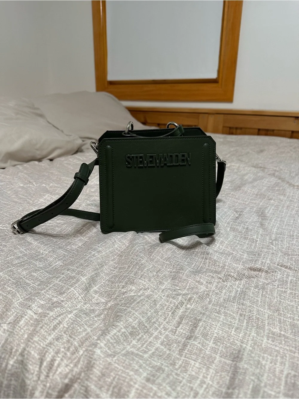 Steve Madden Dark Green Square Crossbody Bag